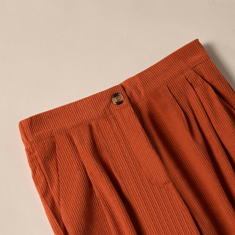 Pantalones casuales de pana rectos con bolsillos para mujer Buddha Stones - image 29