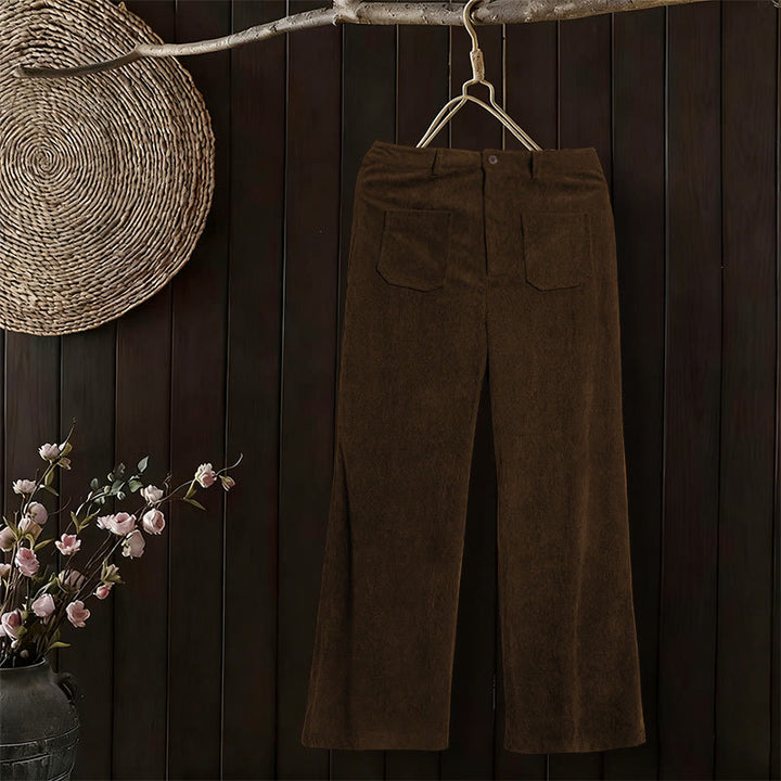 Pantalones anchos de pana y poliéster con botones y bolsillos para mujer de Buddha Stones - image 5