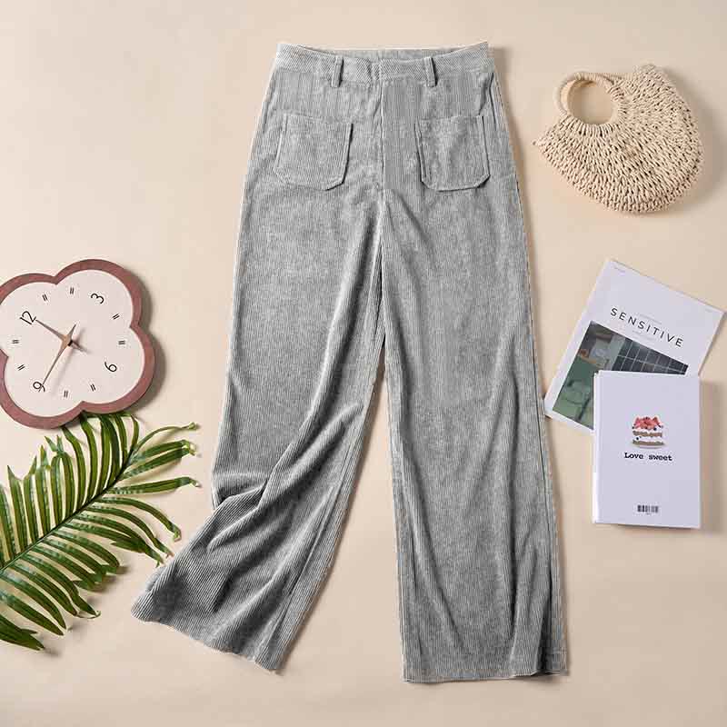 Pantalones anchos de pana y poliéster con botones y bolsillos para mujer de Buddha Stones - image 20