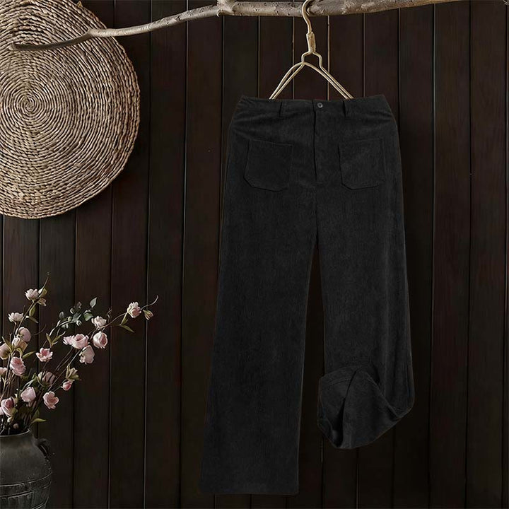 Pantalones anchos de pana y poliéster con botones y bolsillos para mujer de Buddha Stones - image 24
