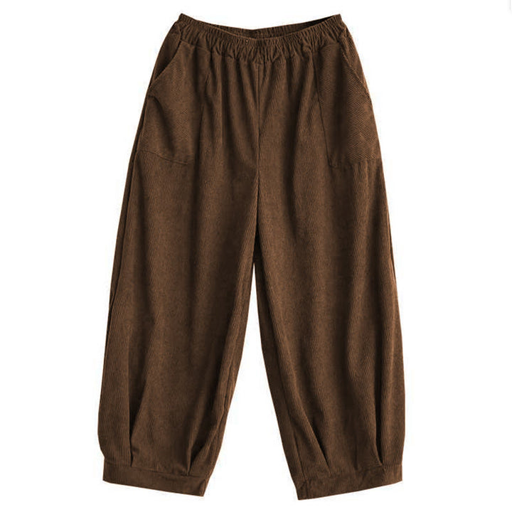 Pantalones harén de pana para mujer, de diseño sencillo, hasta los tobillos, de color liso y con bolsillos , de Buddha Stones, para invierno - image 13