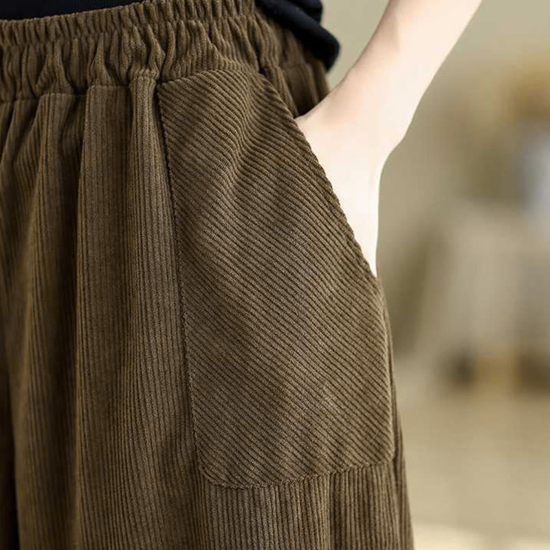 Pantalones harén de pana para mujer, de diseño sencillo, hasta los tobillos, de color liso y con bolsillos , de Buddha Stones, para invierno - image 21