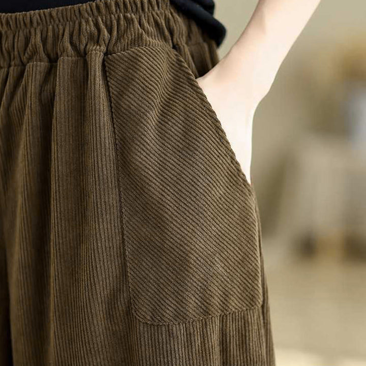 Pantalones harén de pana para mujer, de diseño sencillo, hasta los tobillos, de color liso y con bolsillos , de Buddha Stones, para invierno - image 21