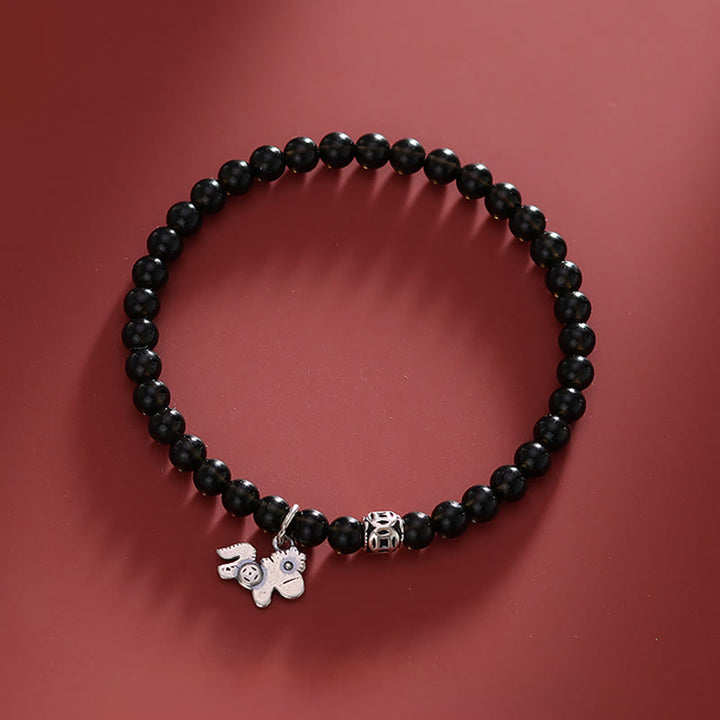 Pulsera de obsidiana negra natural de plata de ley 925 con Buddha Stones y año del caballo - image 8