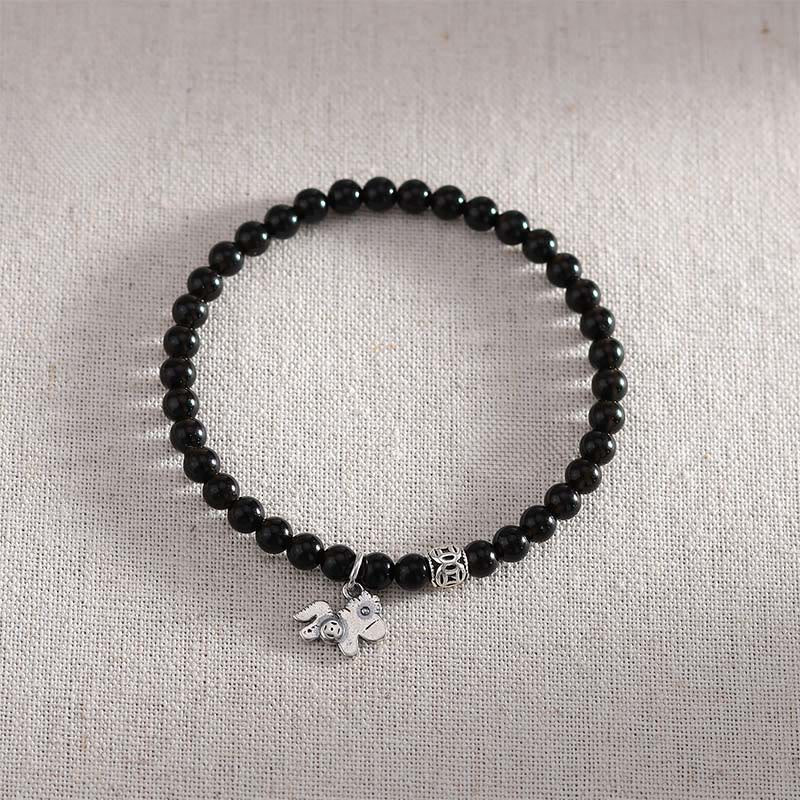 Pulsera de obsidiana negra natural de plata de ley 925 con Buddha Stones y año del caballo - image 13