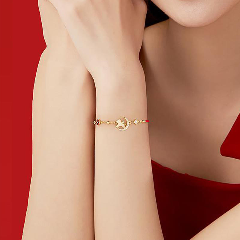 Pulsera de cuerda roja con circón y Buddha Stones, jade hetiano, año del caballo, plata de ley 925 - image 4