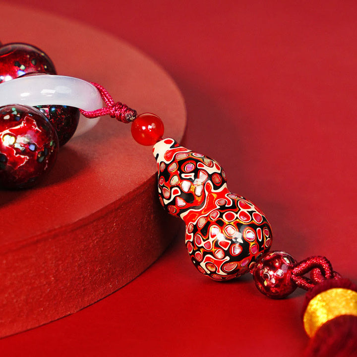 Pulsera de la bendición con borla de cuentas de calabaza, cuentas de calabaza y laca de ébano con Buddha Stones - image 3