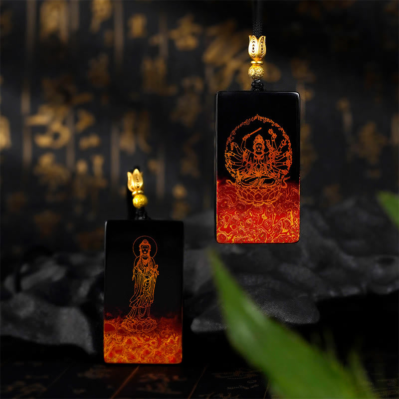 Collar con colgante de sándalo artesanal lacado con Buddha Stones , símbolo del zodíaco chino, Buda Fu - image 23