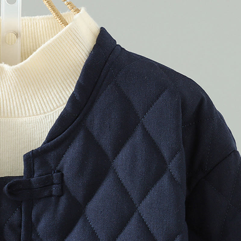 Chaqueta de algodón grueso de manga larga con bolsillos y diseño étnico de Buddha Stones con botones de rana para mujer - image 8