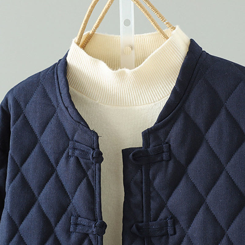 Chaqueta de algodón grueso de manga larga con bolsillos y diseño étnico de Buddha Stones con botones de rana para mujer - image 7