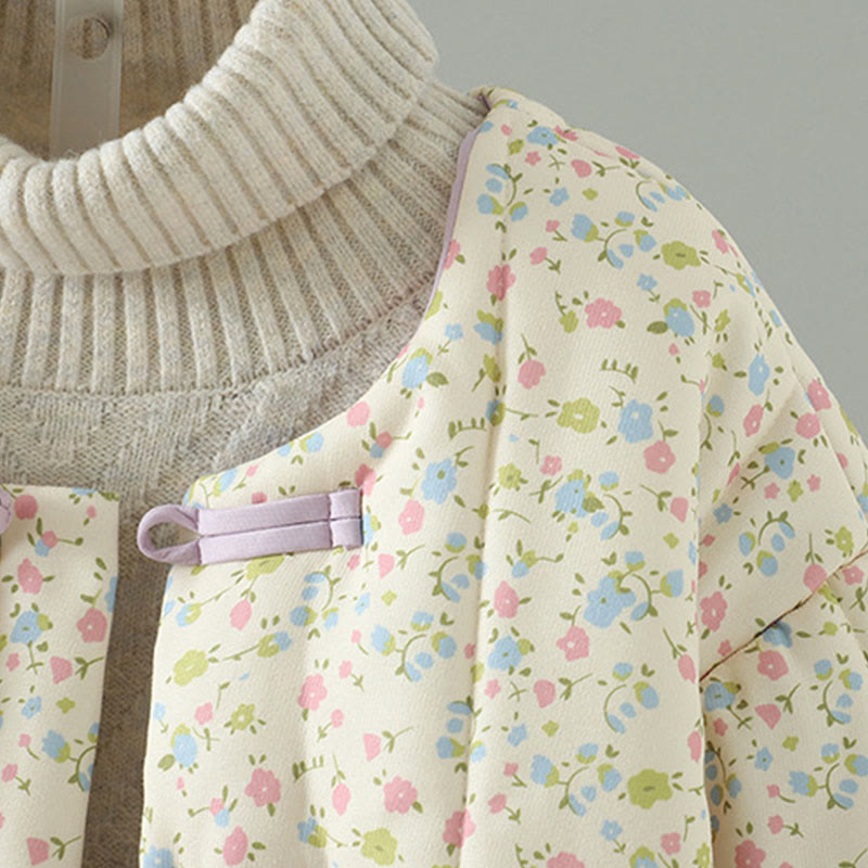 Chaqueta gruesa de algodón de manga larga para mujer con diseño floral de Buddha Stones y bolsillos. - image 4