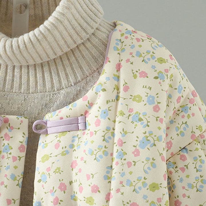 Chaqueta gruesa de algodón de manga larga para mujer con diseño floral de Buddha Stones y bolsillos. - image 4