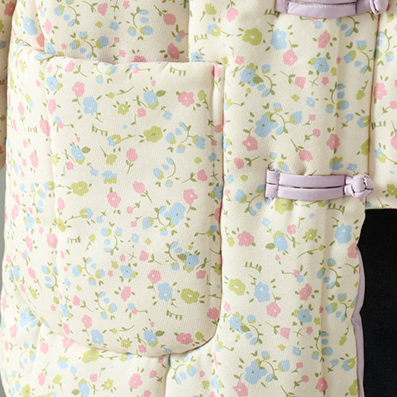 Chaqueta gruesa de algodón de manga larga para mujer con diseño floral de Buddha Stones y bolsillos. - image 6