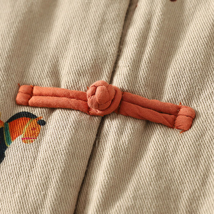 Chaqueta gruesa de algodón de manga larga para mujer con diseño de rana y botones con estampado de Buddha Stones y caballo Fu - image 8