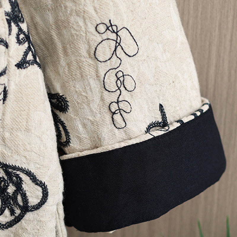 Chaqueta de invierno Buddha Stones para mujer, de manga larga, cuello alto, botones de rana, acolchada de algodón y bolsillos - image 24