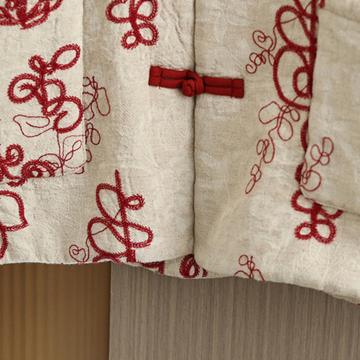 Chaqueta de invierno Buddha Stones para mujer, de manga larga, cuello alto, botones de rana, acolchada de algodón y bolsillos - image 5