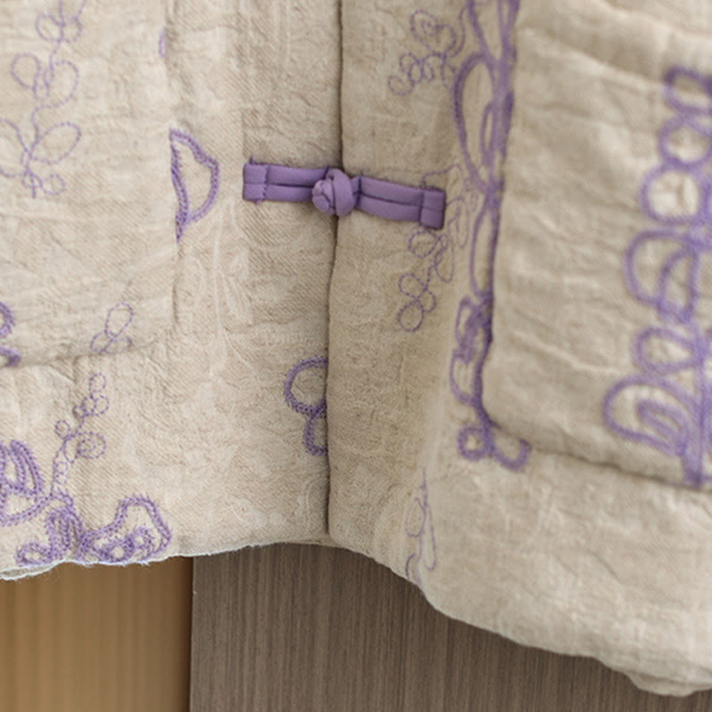 Chaqueta de invierno Buddha Stones para mujer, de manga larga, cuello alto, botones de rana, acolchada de algodón y bolsillos - image 18