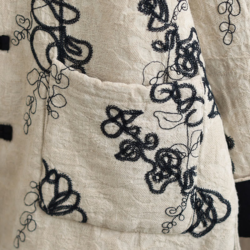 Chaqueta de invierno Buddha Stones para mujer, de manga larga, cuello alto, botones de rana, acolchada de algodón y bolsillos - image 23