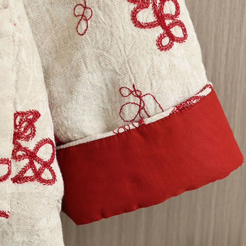 Chaqueta de invierno Buddha Stones para mujer, de manga larga, cuello alto, botones de rana, acolchada de algodón y bolsillos - image 4