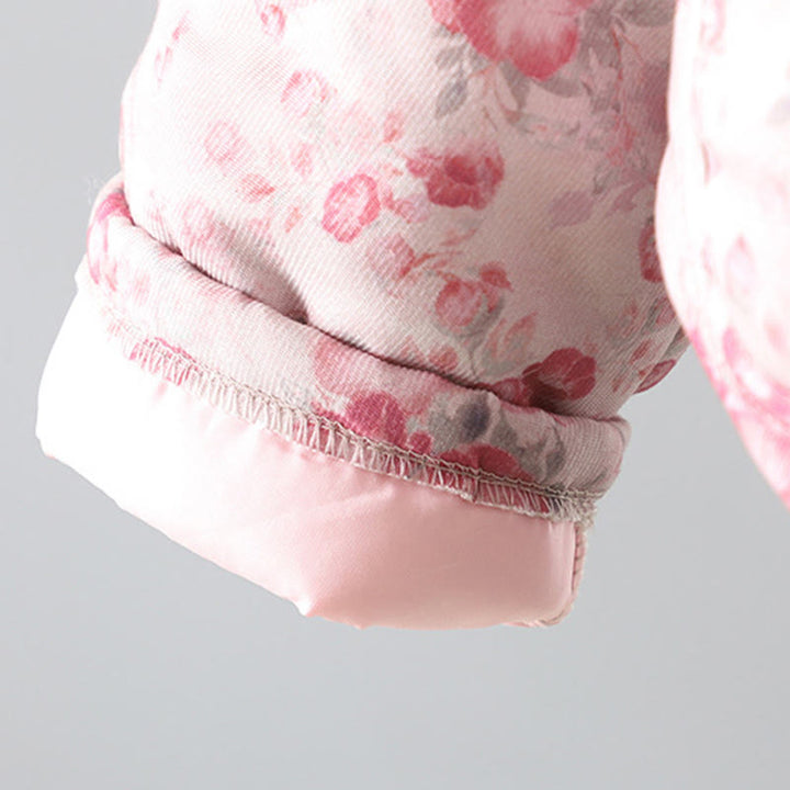 Chaqueta de algodón de manga larga con botones de rana y estampado floral rosa claro para mujer de Buddha Stones - image 7