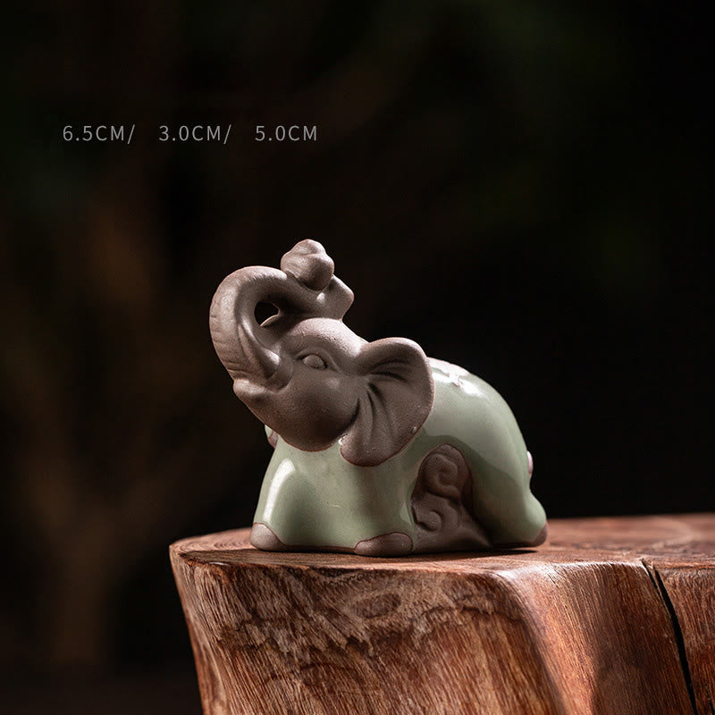 Estatua de elefante pequeño de cerámica de Buddha Stones , ideal para decoración de escritorio del hogar, 6,5 x 3 x 5 cm - Elefante 6,5*3*5cm - image 0