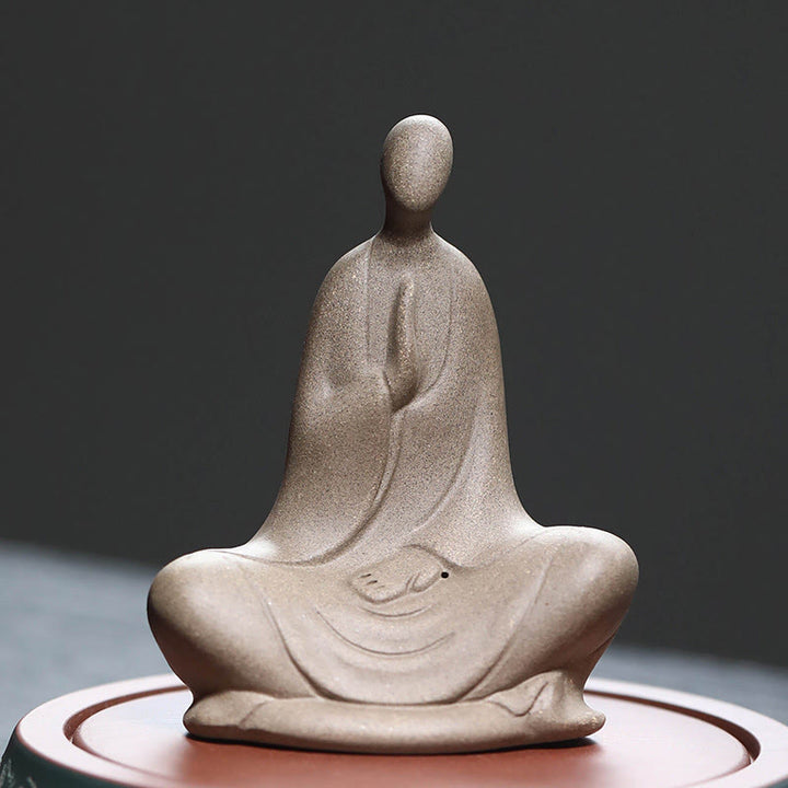 Estatua de cerámica de Buddha Stones de Buda, decoración zen para el hogar, 5 x 2,5 x 5,3 cm - Marrón 10,2*5,1*7,9 cm - image 0
