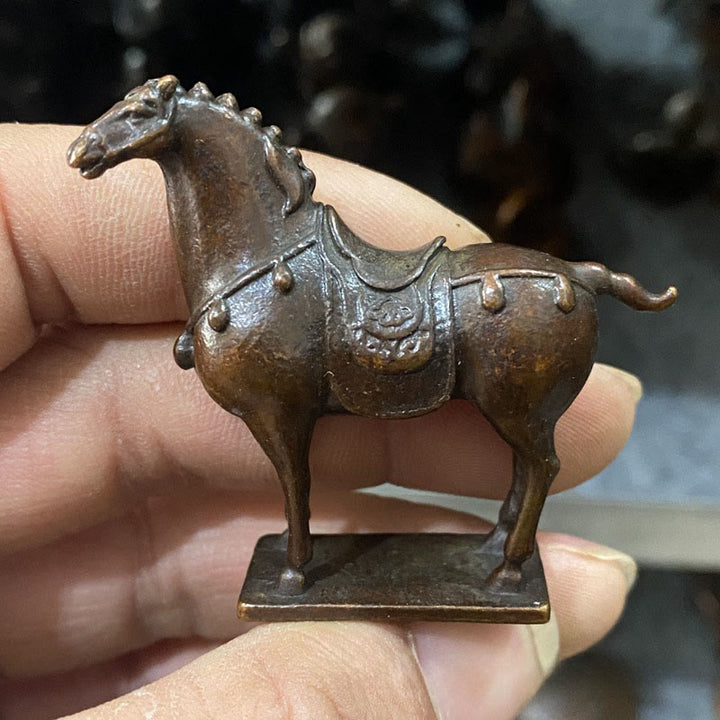 Buddha Stones antiguas de aleación marrón del Año del Caballo, decoración del hogar, 5,8 x 4,7 cm - Caballo 5,8*4,7 cm - image 0