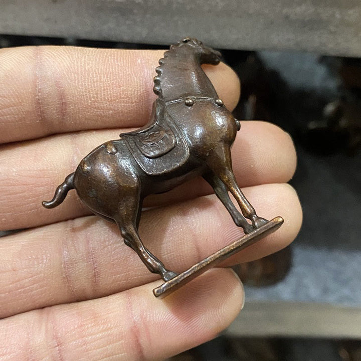 Buddha Stones antiguas de aleación marrón del Año del Caballo, decoración del hogar, 5,8 x 4,7 cm - image 4