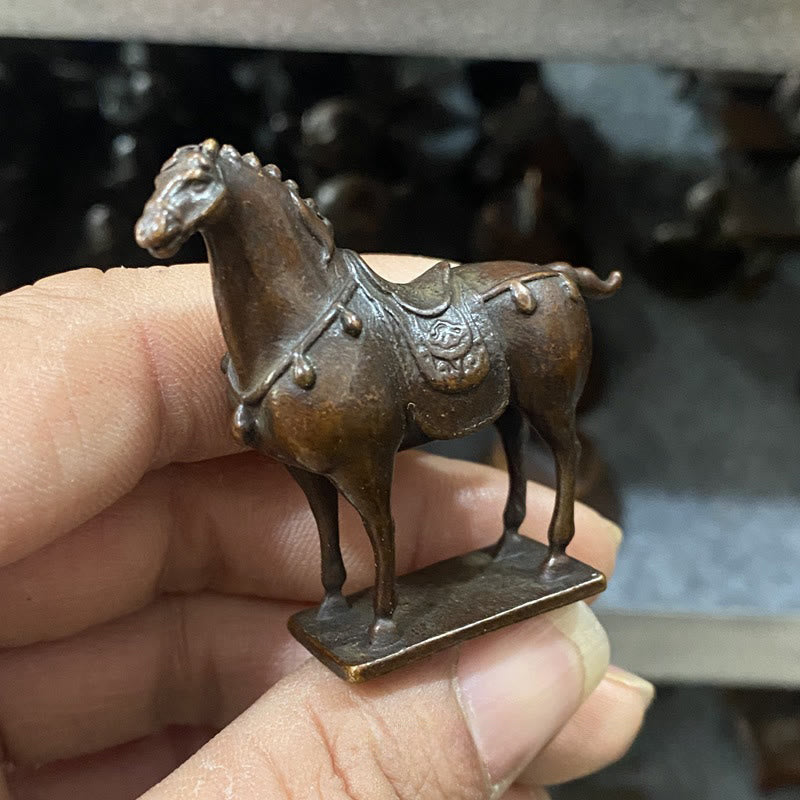 Buddha Stones antiguas de aleación marrón del Año del Caballo, decoración del hogar, 5,8 x 4,7 cm - image 1