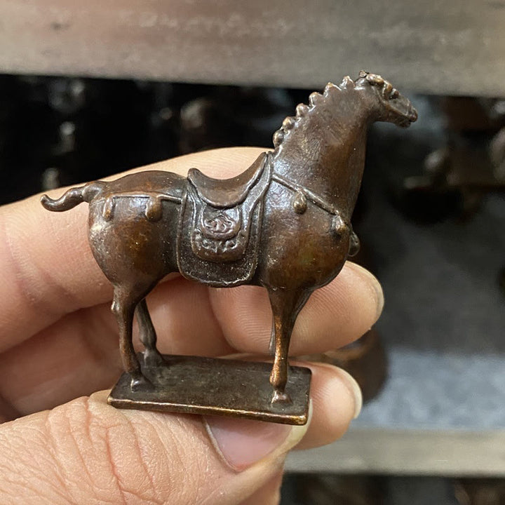 Buddha Stones antiguas de aleación marrón del Año del Caballo, decoración del hogar, 5,8 x 4,7 cm - image 2