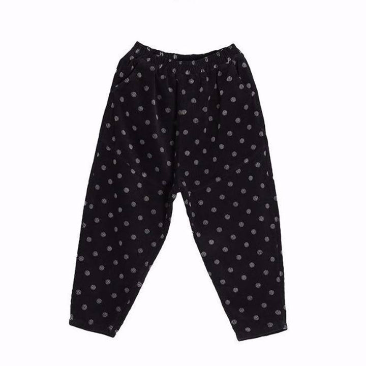 Pantalones harén de pana con estampado de lunares y bolsillos para mujer de Buddha Stones para el otoño - image 18