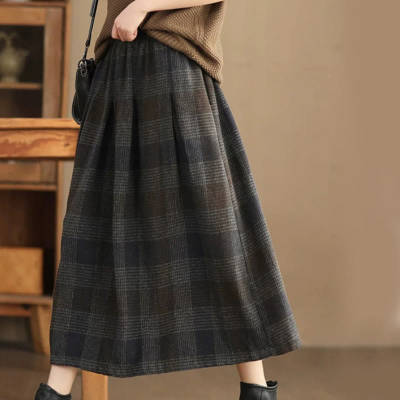 Falda térmica de invierno para mujer Buddha Stones con estampado a cuadros, largo de 7-8 pulgadas y bolsillos. - Gris - US6，UK/AU10，EU38 (XL) - image 15
