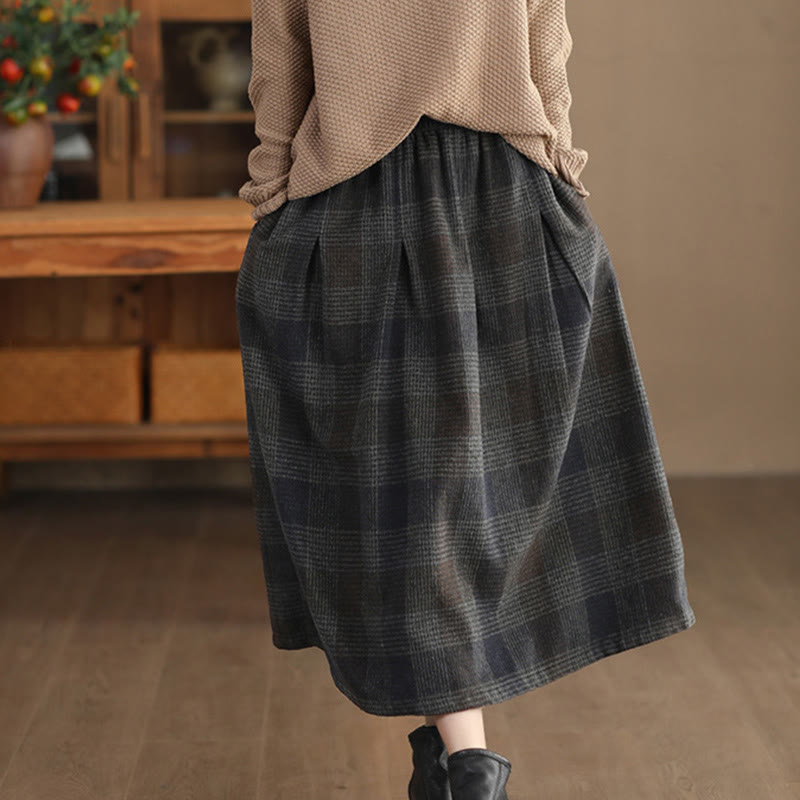 Falda térmica de invierno para mujer Buddha Stones con estampado a cuadros, largo de 7-8 pulgadas y bolsillos. - image 19
