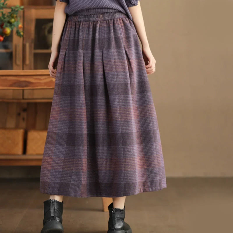 Falda térmica de invierno para mujer Buddha Stones con estampado a cuadros, largo de 7-8 pulgadas y bolsillos. - image 3