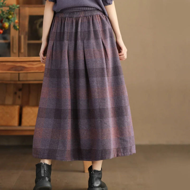 Falda térmica de invierno para mujer Buddha Stones con estampado a cuadros, largo de 7-8 pulgadas y bolsillos. - image 3
