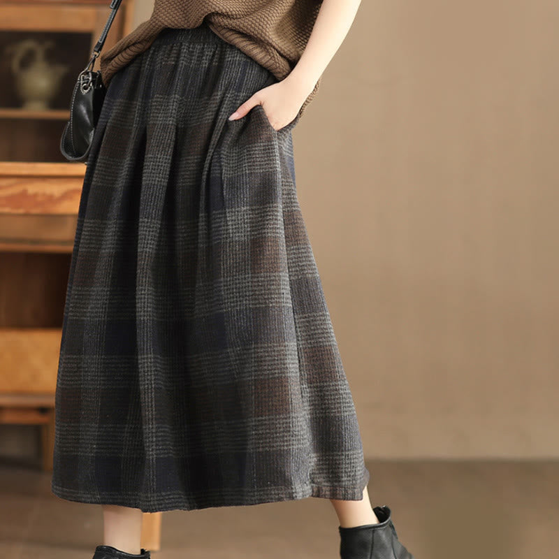 Falda térmica de invierno para mujer Buddha Stones con estampado a cuadros, largo de 7-8 pulgadas y bolsillos. - image 17