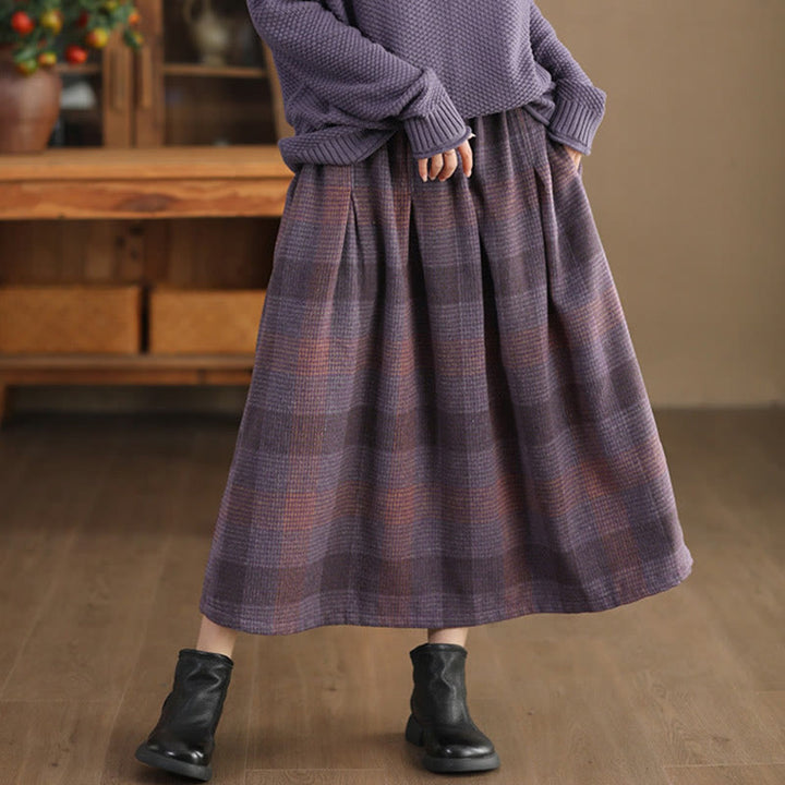 Falda térmica de invierno para mujer Buddha Stones con estampado a cuadros, largo de 7-8 pulgadas y bolsillos. - image 2