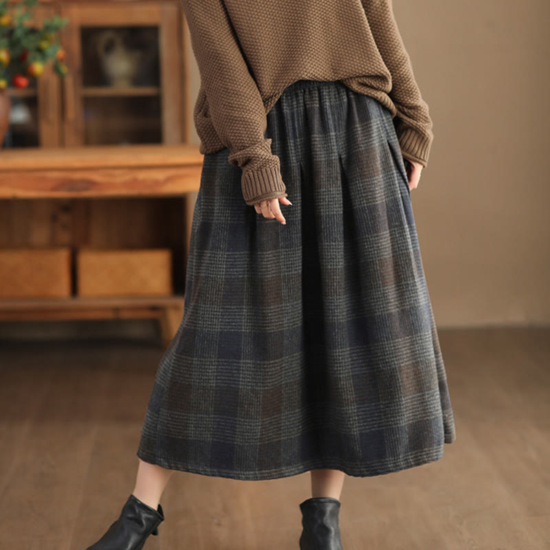 Falda térmica de invierno para mujer Buddha Stones con estampado a cuadros, largo de 7-8 pulgadas y bolsillos. - image 20