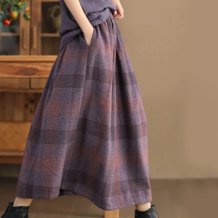 Falda térmica de algodón con estampado a cuadros de invierno para mujer de Buddha Stones, de 7-8 de largo y bolsillos - Orquídea mediana - US6，UK/AU10，EU38 (XL) - image 0