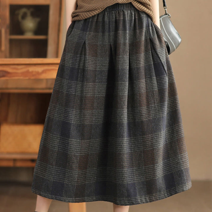Falda térmica de invierno para mujer Buddha Stones con estampado a cuadros, largo de 7-8 pulgadas y bolsillos. - image 21