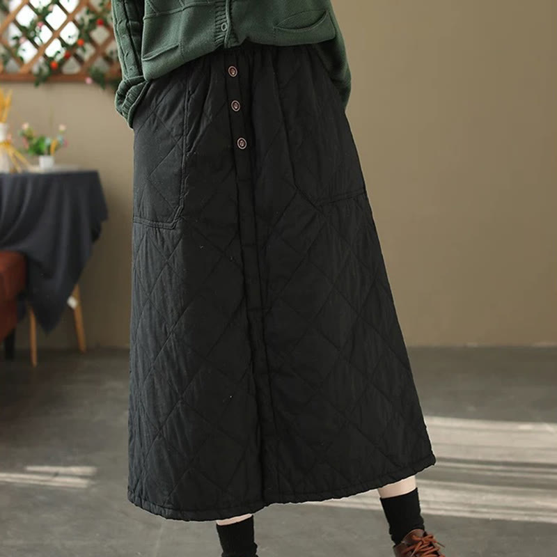 Falda térmica acolchada de algodón liso Buddha Stones para mujer, de 7-8 pulgadas de largo, con bolsillos - image 10