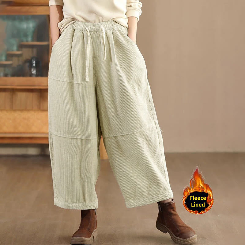 Pantalones térmicos de pana de algodón con forro polar y bolsillos para mujer de Buddha Stones - Beige (forrado con vellón) - US14, UK/AU18, EU46 (4XL) - image 8