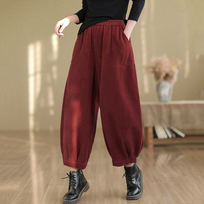 Pantalones harén de pana para mujer con cintura elástica y bolsillos, diseño Buddha Stones - image 16