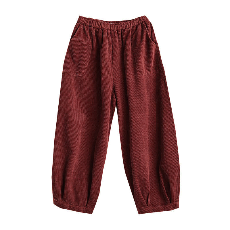 Pantalones harén de pana para mujer con cintura elástica y bolsillos, diseño Buddha Stones - image 21