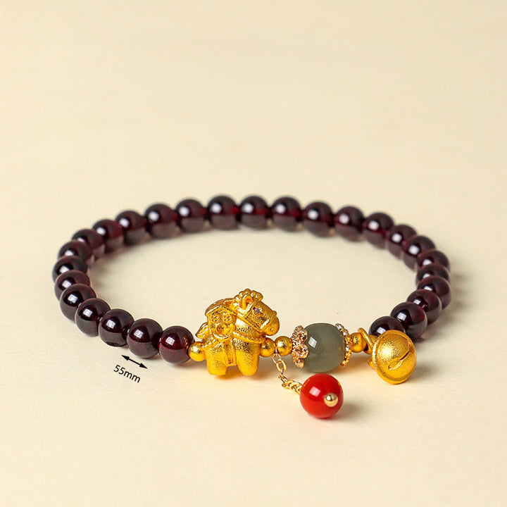 Pulsera de protección con amuleto de la suerte y la fortuna con Buddha Stones , año del caballo, granate y personaje Fu - image 16