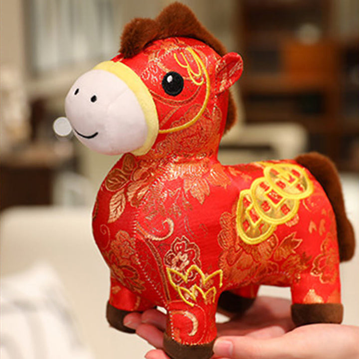 Muñeco de peluche con monedas de cobre del Año del Caballo y Buddha Stones para decoración del hogar - image 9