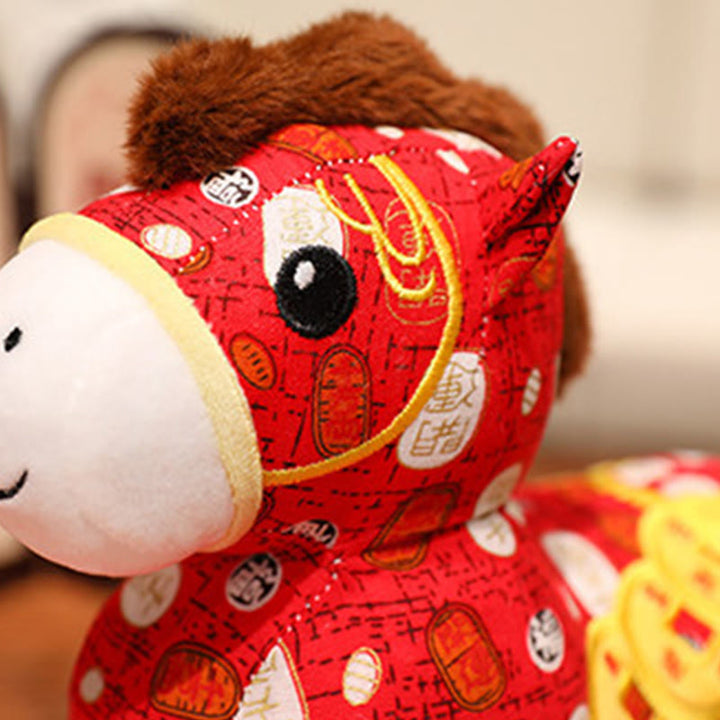 Muñeco de peluche con monedas de cobre del Año del Caballo y Buddha Stones para decoración del hogar - image 4