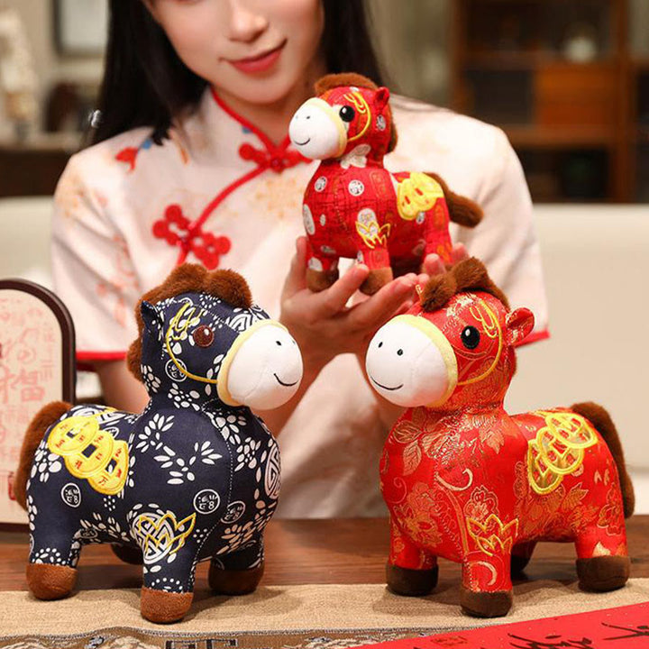 Muñeco de peluche con monedas de cobre del Año del Caballo y Buddha Stones para decoración del hogar - image 14