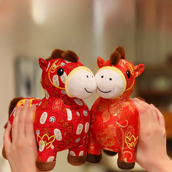 Muñeco de peluche con monedas de cobre del Año del Caballo y Buddha Stones para decoración del hogar - image 17