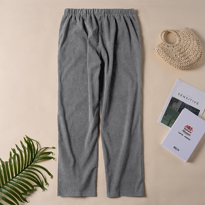 Pantalones de pana de color puro con bolsillos para mujer Buddha Stones Commute - image 16